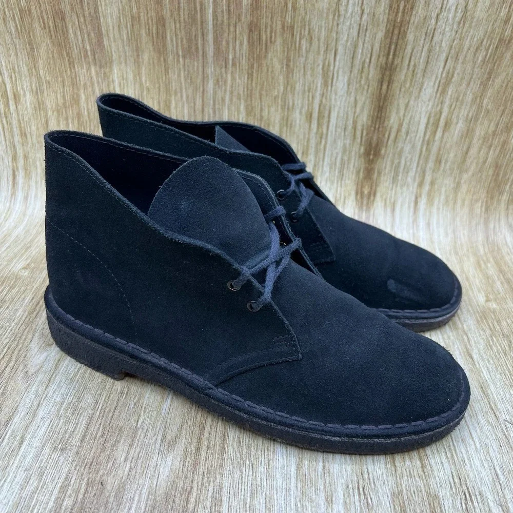 Clarks Originals Desert Boot Men's Size 7 Black Suede Chukka Crepe Sole‎